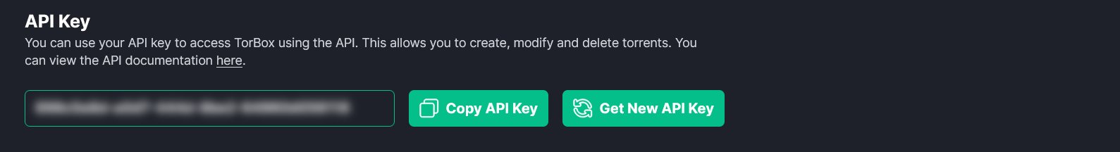 TorBox API key location in account settings
